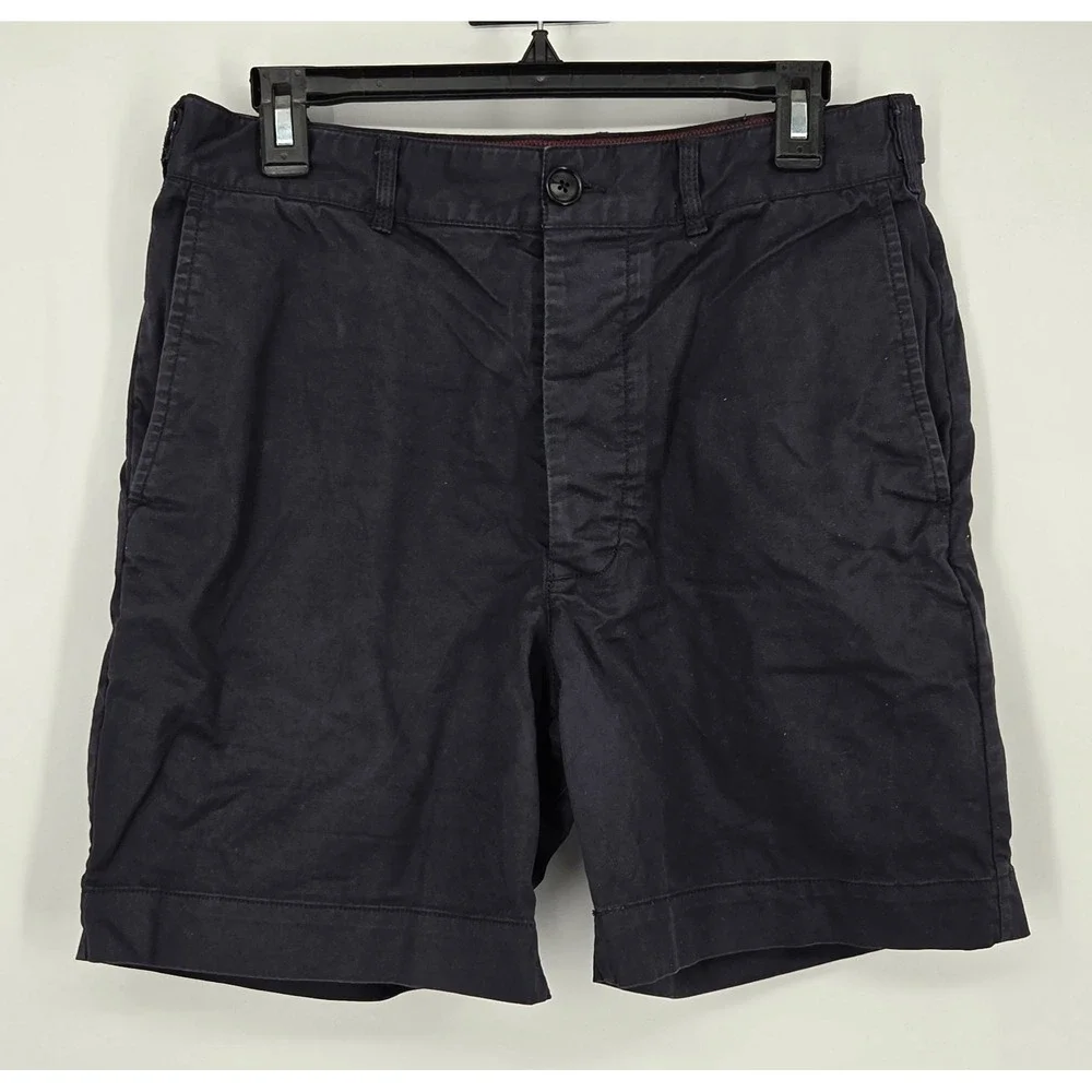 Alex Mill Chino Shorts Mens 30 Navy Blue Button Front Adjustable Above Knee 6.5